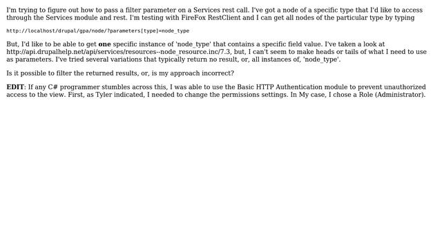 Drupal: Pass parameters for node access on RESTful call смотреть онлайн