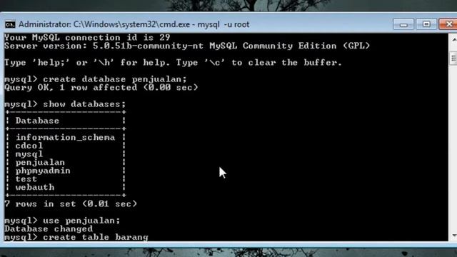 Membuat DATABASE & MySQL melalui CMD смотреть онлайн