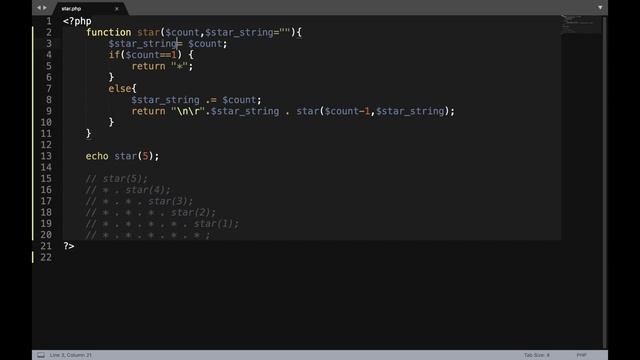 How to print Stars without Loop - PHP смотреть онлайн
