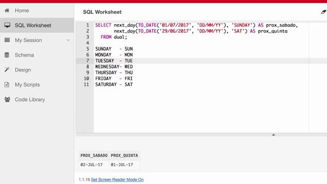 Função Oracle NEXT DAY смотреть онлайн