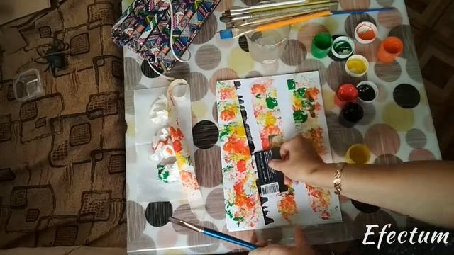 Березы в осеннем лесу! Рисование салфеткой и пластиковой картой. смотреть онлайн