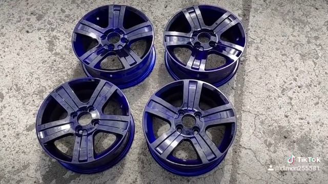 Порошковая покраска дисков в синий Candy. смотреть онлайн