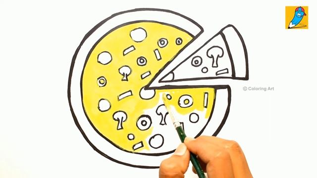 how to draw a full Pizza | легкий рисунок и раскраска пиццы | pitssani qanday chizish kerakligi смотреть онлайн
