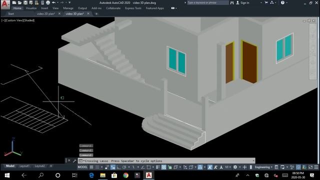 AutoCAD Complete 2D and 3D House Plan - Staircase - 3D - Part 3 смотреть онлайн