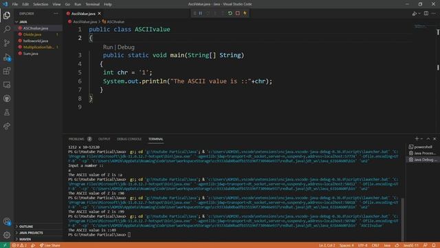 ASCII value Program in java | जावा में ASCII मूल्य कार्यक्रम смотреть онлайн