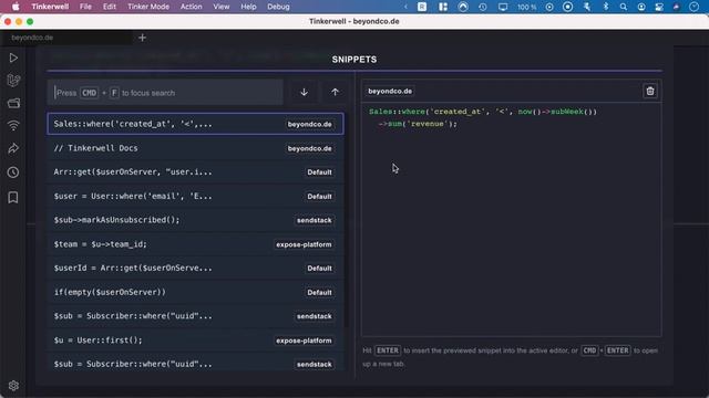 Tinkerwell 2.18.0 – Introducing Snippets! смотреть онлайн