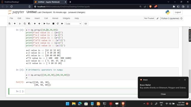 Arithmetic operators in Numpy смотреть онлайн