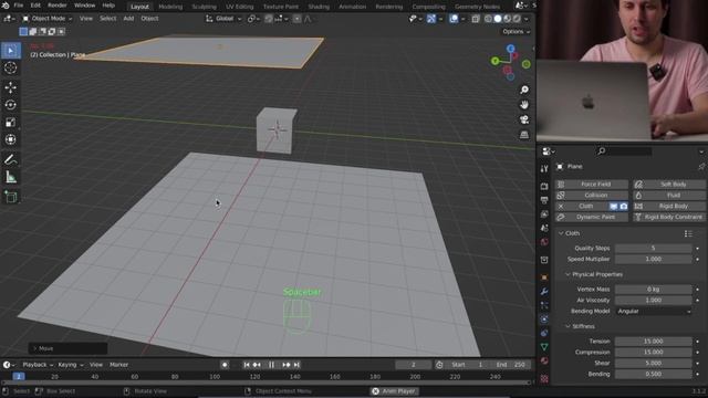 Симуляция падения ткани в Blender 3.0 | Уроки блендер для новичков смотреть онлайн