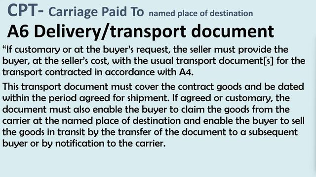 Lesson 6 - CPT And CIP Part 1 - Where Does Delivery Occur And Risk Transfer?