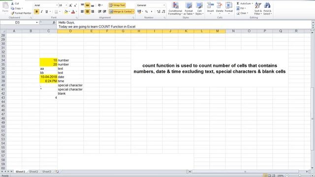 Excel - count() Function смотреть онлайн