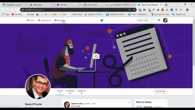 Twitter Created by php Laravel смотреть онлайн