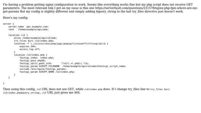 Nginx php-fpm, try_files and GET params смотреть онлайн