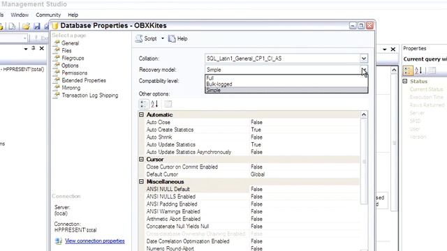 Sql Server Explaining the Database Properties Dialog смотреть онлайн