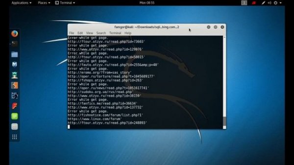 SQL injection scanner from dork BING.COM with kali linux (use python3)