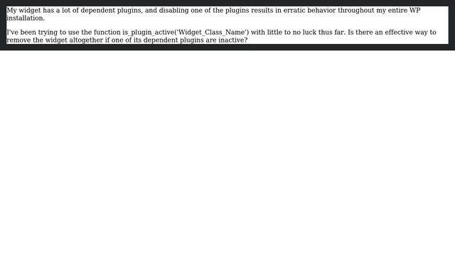 Wordpress: How to disable a widget when dependent plugin is inactive? смотреть онлайн