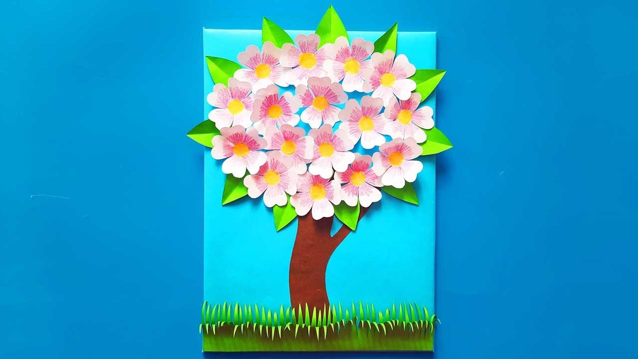 Аппликация на тему весна "Цветущая яблоня" из бумаги и картона смотреть онлайн