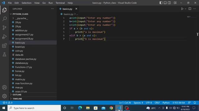 How to find maximum number among 3 user input|| if elif else statement|| Python смотреть онлайн