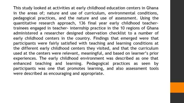 Activities at Early Childhood Centers in Ghana Observations of Early Childhood Teacher Trainees AJE смотреть онлайн