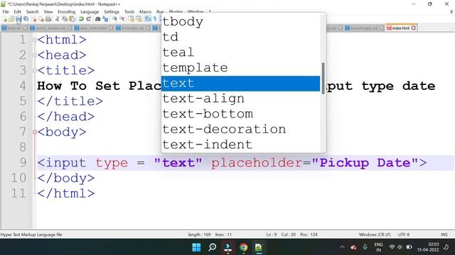 Placeholder Text For Input type date and time in HTML 5 | In Hindi смотреть онлайн
