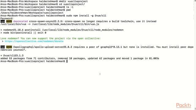Full Stack Web Development with Vue.js & Node.js : Install Vue-CLI & Create New Project|packtpub.co смотреть онлайн