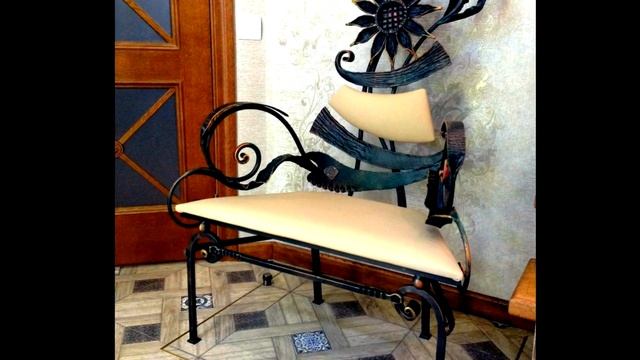 Оригинальная кованая скамейка с подсолнухом ,кованый диван для прихожей Подсолнух