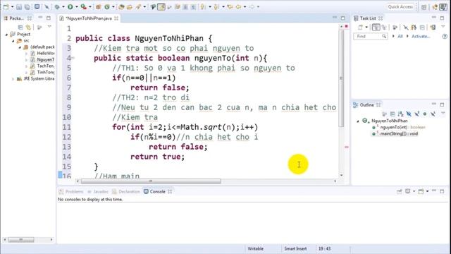 Kiểm tra số phải là số nguyên tố, đổi số đó ra nhị phân trong Java смотреть онлайн