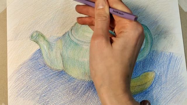 Простой натюрморт цветными карандашами. Подробный мастер-класс смотреть онлайн