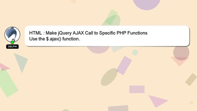 HTML : Make jQuery AJAX Call to Specific PHP Functions смотреть онлайн