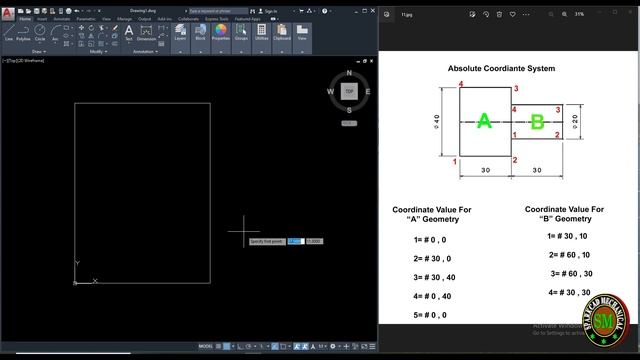 #90 | Part-3 | Practicing Absolute Coordinate System In AutoCAD 2020 In Hindi/Urdu смотреть онлайн
