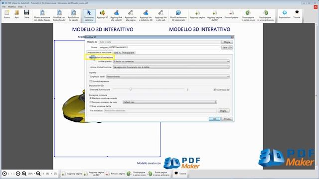 Tutorial 3D PDF Maker for AutoCAD ITA - 6. Determinare l'attivazione del modello 3D nel PDF. смотреть онлайн