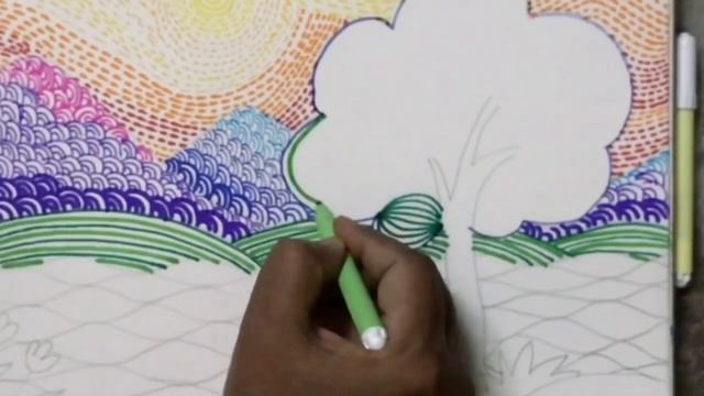 Pattern Drawing tutorial with SKETCH PEN || Line art || Line drawing || Line art painting || Doodle смотреть онлайн