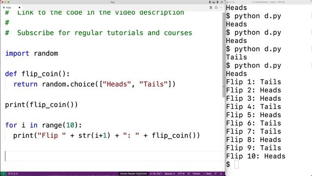 Coin Flip Simulator | Python Example смотреть онлайн