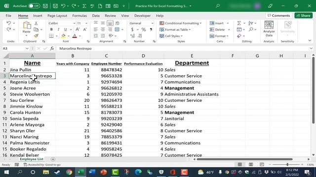 Excel Formatting Shortcuts