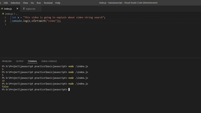 Javascript Basic 6 String search смотреть онлайн