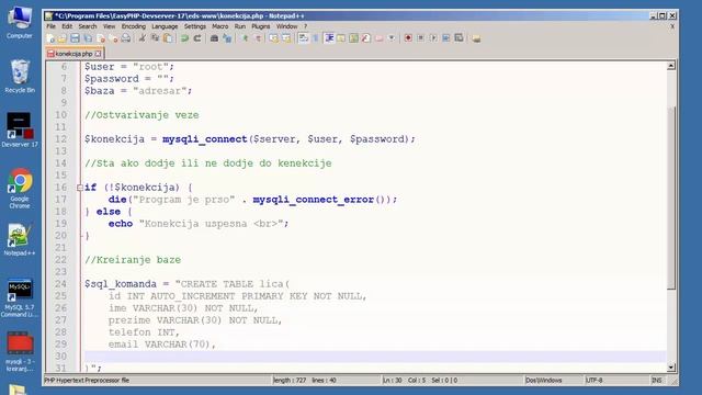 MySQLi Tutorijali za Početnike - 4 - Kreiranje Tabele u MySQL Bazi смотреть онлайн