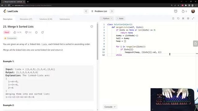 ASMR Leetcode #23: Merge k Sorted Lists Python Solution смотреть онлайн