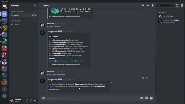 1 DAKİKADA DİSCORD AMONG US SUNUCUSU KURMAK! - Discord Sunucu Kurma Botu смотреть онлайн