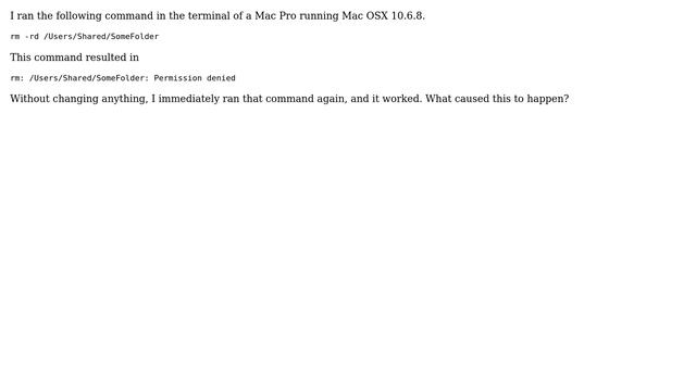 Apple: Mac terminal command returns permission denied, ran again and it worked fine смотреть онлайн