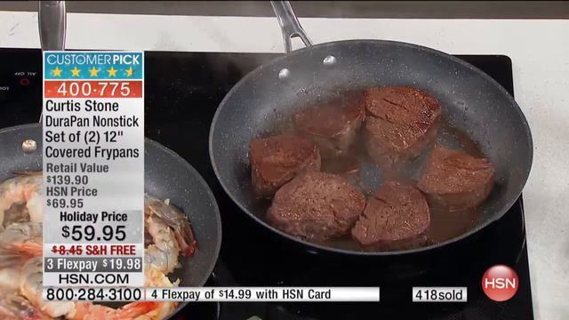 Curtis Stone DuraPan 2pk 12" Covered Frypans смотреть онлайн