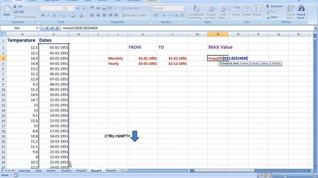 Excel max(if) and min(if) between dates, month & year смотреть онлайн