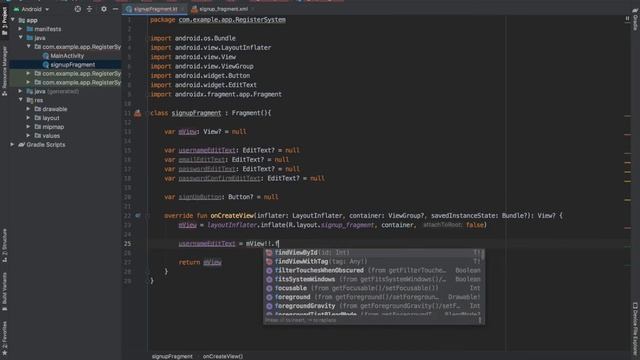 Sign up Fragment | User Registration System tutorial | Android app development using kotlin | part3 смотреть онлайн
