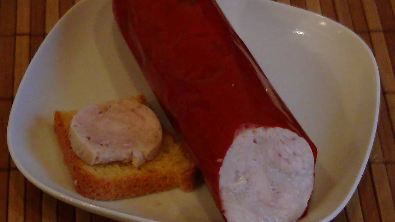 Ветчина из курицы и индейки в колбасной оболочке. смотреть онлайн