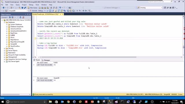 SQL Server Point In Time Restore Demo смотреть онлайн