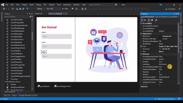 WinForms Tutorial : WinForms UI design in Visual studio 2019 | Guna UI | C# WPF смотреть онлайн