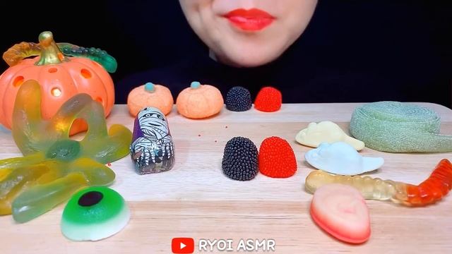 ASMR HALLOWEEN JELLY, BRAIN JELLY, FOOT JELLY, EYEBALL JELLY, EAR JELLY, SPIDER JELLY 할로윈 젤리 먹방