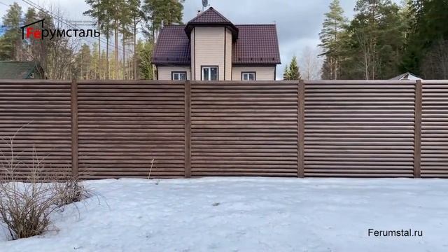 Готовое ограждение жалюзи ФС Дубль 80 Античный дуб, Ленинградская обл., высота 3м. от Ферумсталь смотреть онлайн
