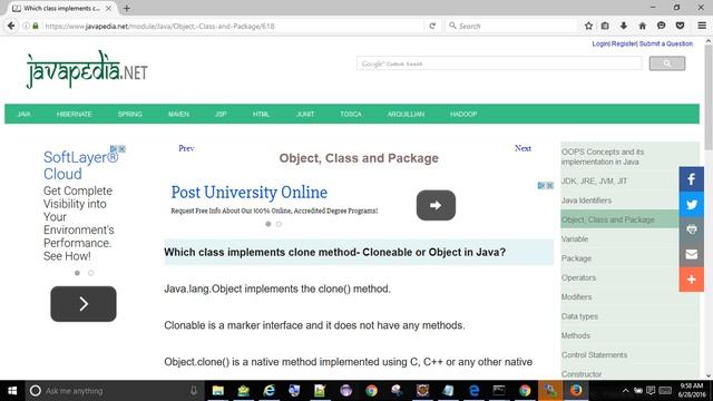 Which class implements clone method- Cloneable or Object in Java?
| javapedia.net смотреть онлайн
