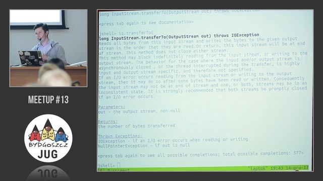 [Bydgoszcz JUG - meetup #13] Jakub Marchwicki – Java 9 and REPL. смотреть онлайн