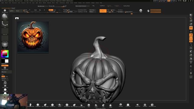 How To Sculpt /Carve A Simple Pumpkin For Halloween In Zbrush | Pumpkin Modeling | 3D Print Pumpkin