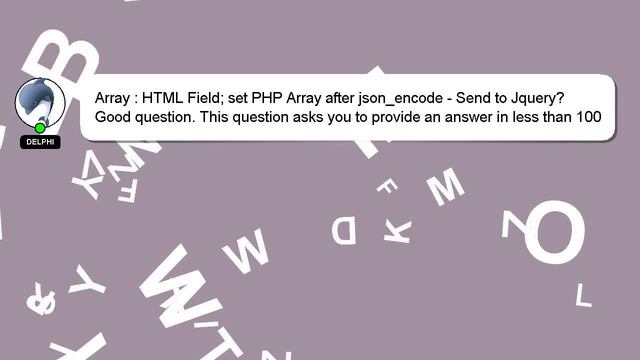 Array : HTML Field; set PHP Array after json_encode - Send to Jquery? смотреть онлайн
